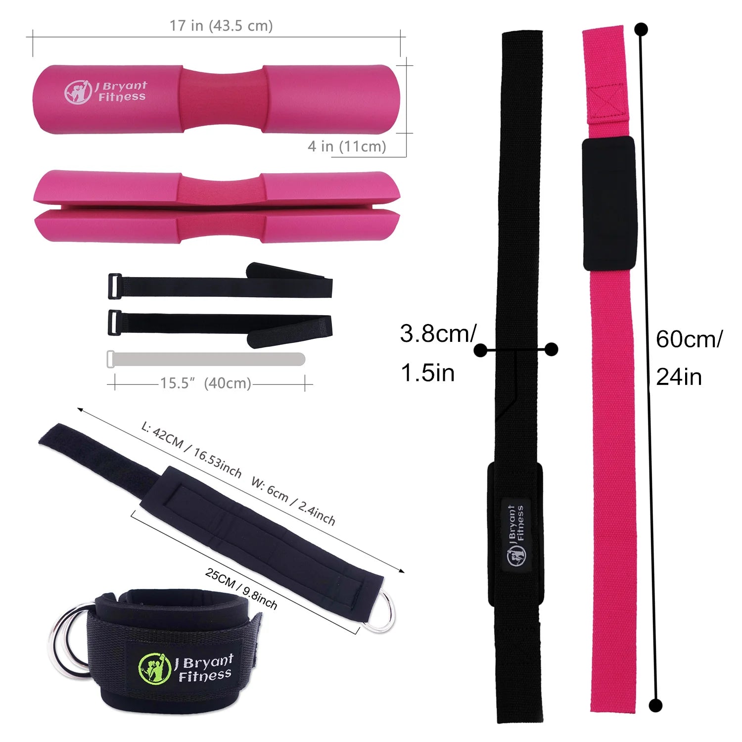 Barbell Pad Kit — Carry Bag, Wrist Wraps & Ankle Straps