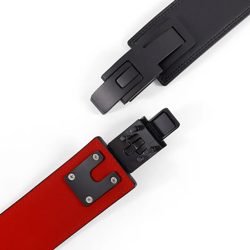 Cowhide Lever Powerlifting Belt — Leather Waist Support for Squat & Deadlift