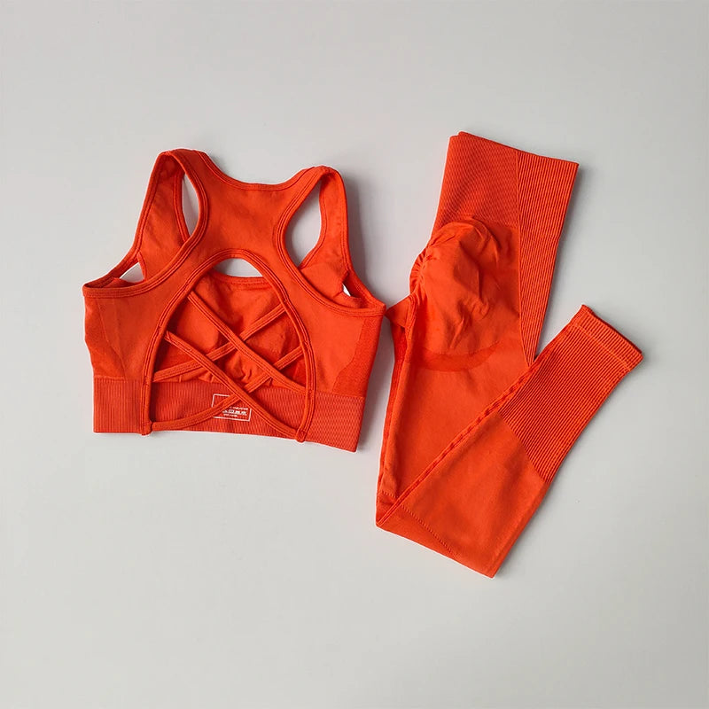 2‑Piece Women’s Seamless Sports Set — Shockproof Bra and High‑Waist Leggings