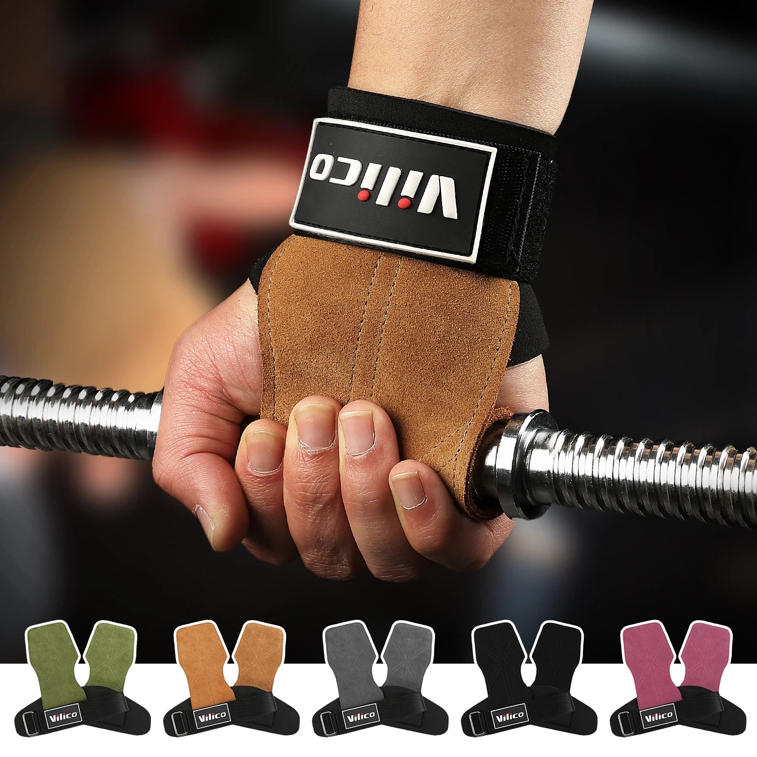 Cowhide Gym Grip Gloves 2‑Pack — Anti‑Skid Palm Protectors for Lifting