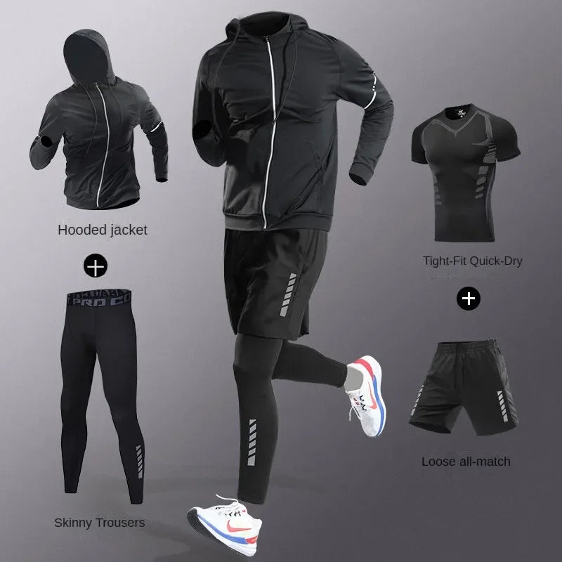 Men’s Ice Fiber Quick‑Dry Tracksuit Set — 3–7 Piece Training Suit