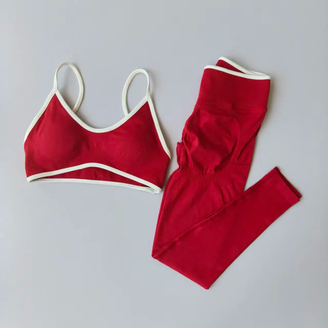 2‑Piece Women’s Seamless Sport Set — Push‑Up Bra and High‑Waist Hollow‑Back Leggings