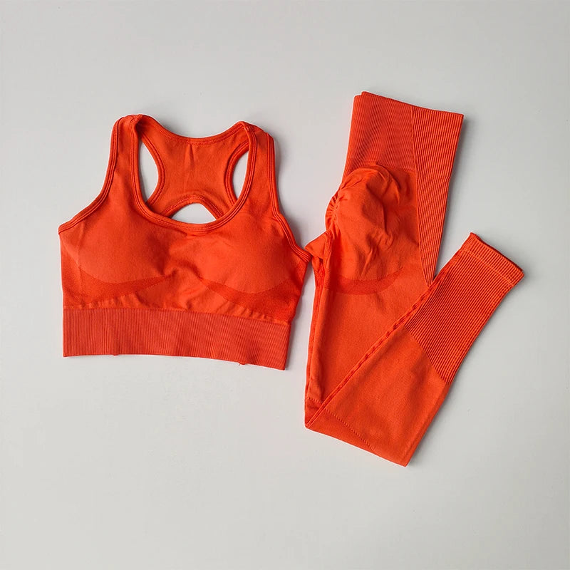 2‑Piece Women’s Seamless Sports Set — Shockproof Bra and High‑Waist Leggings