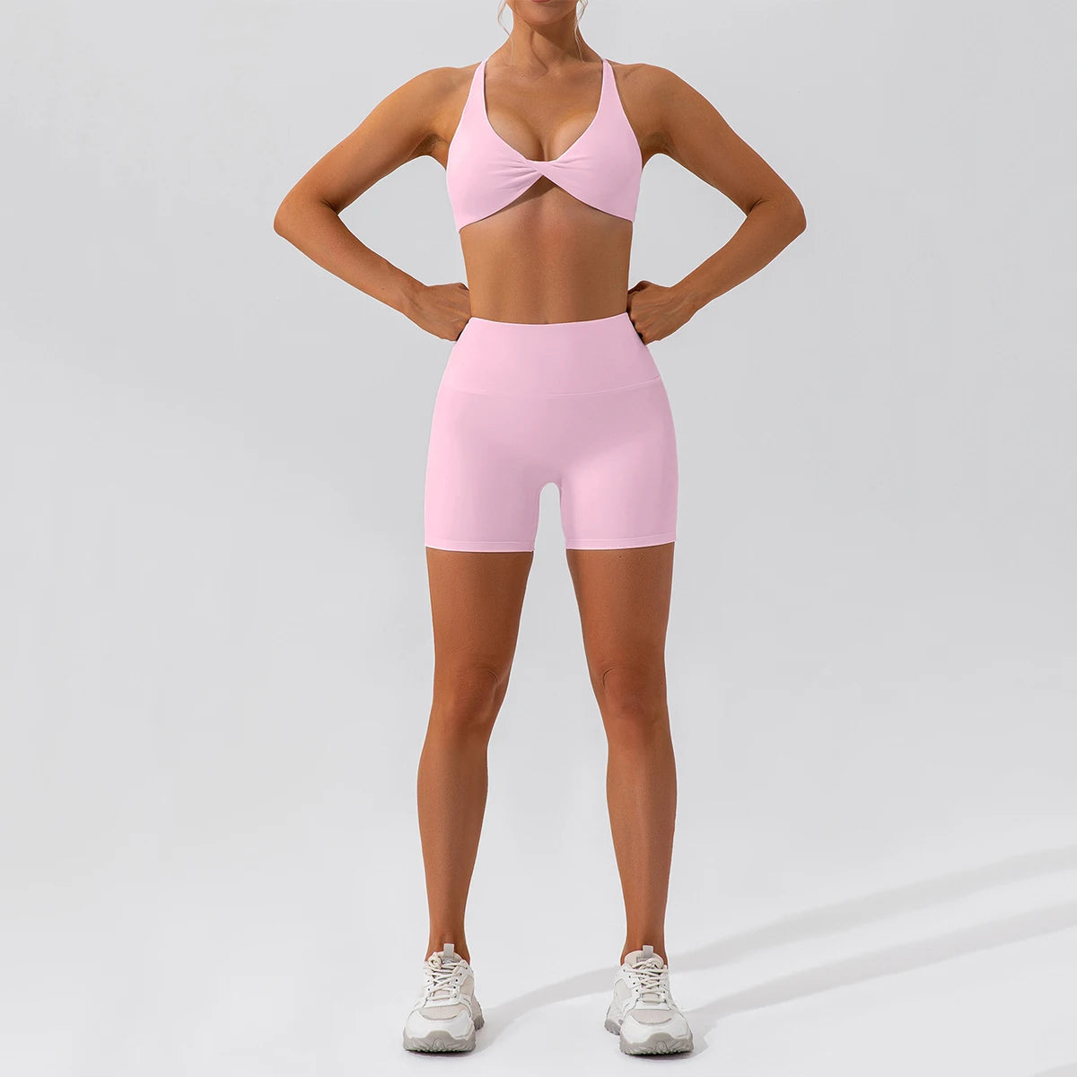 Summer 2‑Piece Women’s Quick‑Dry Yoga Set — Long Sleeve Top and Shorts