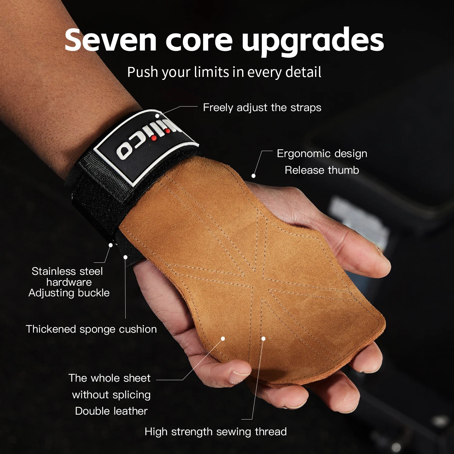 Cowhide Gym Grip Gloves 2‑Pack — Anti‑Skid Palm Protectors for Lifting
