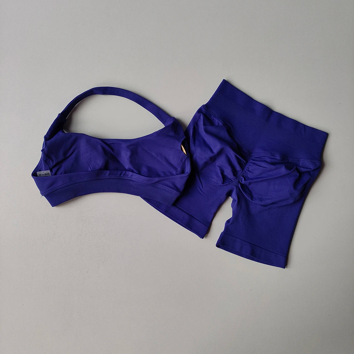 2‑Piece Seamless Halter Yoga Set — Sports Bra and Impact Shorts