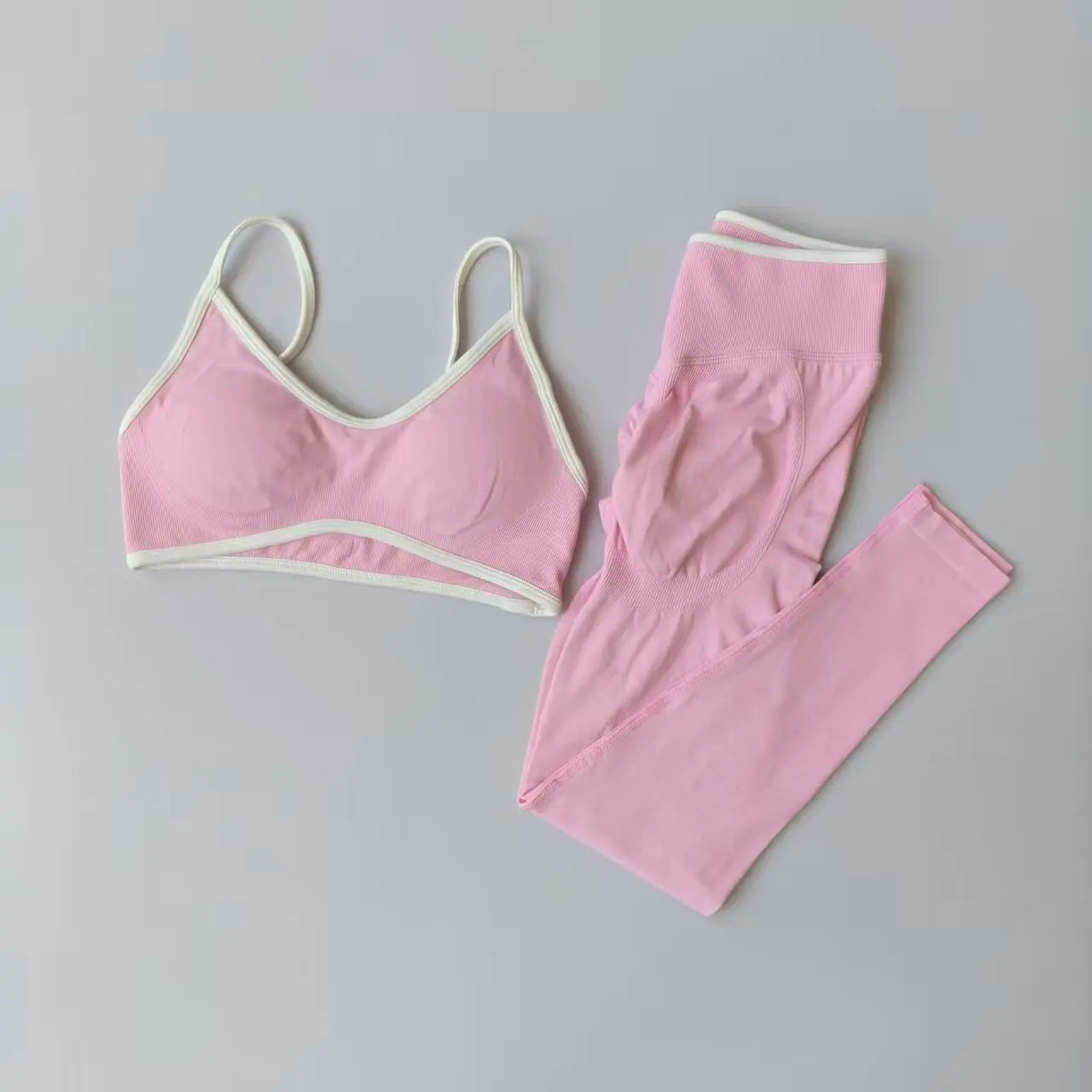 2‑Piece Women’s Seamless Sport Set — Push‑Up Bra and High‑Waist Hollow‑Back Leggings