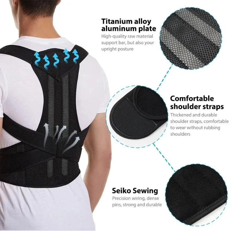 Reinforced Lumbar Posture Vest — Adjustable Back and Neck Trainer