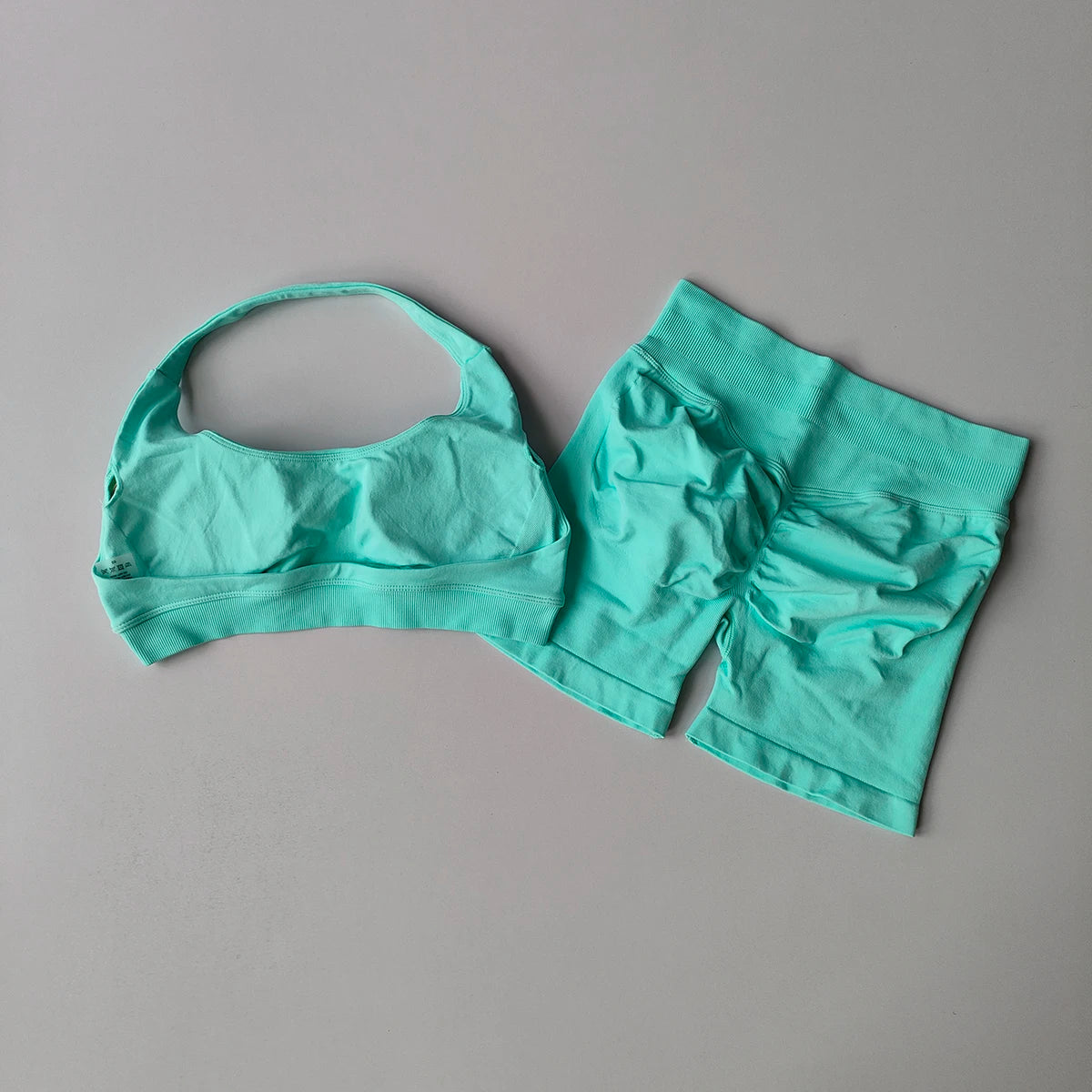 2‑Piece Seamless Halter Yoga Set — Sports Bra and Impact Shorts