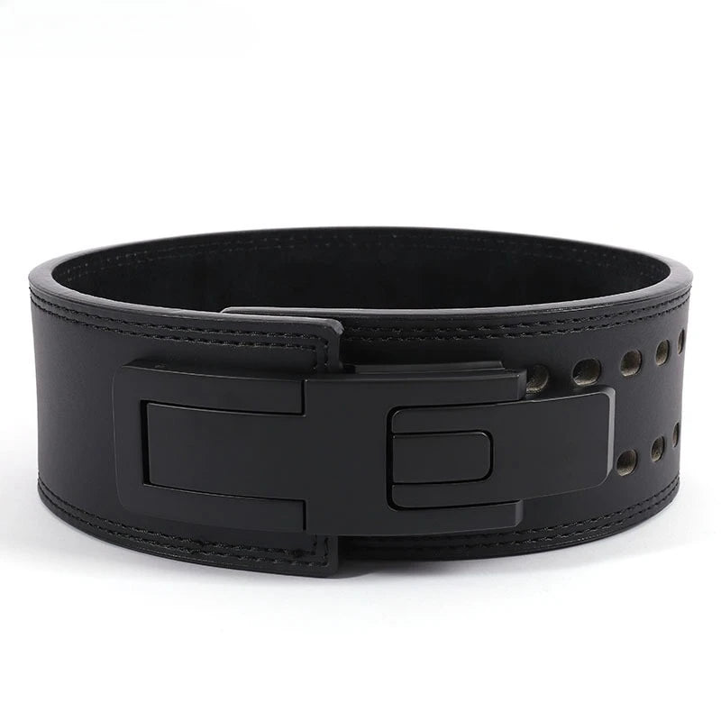 Cowhide Lever Powerlifting Belt — Leather Waist Support for Squat & Deadlift
