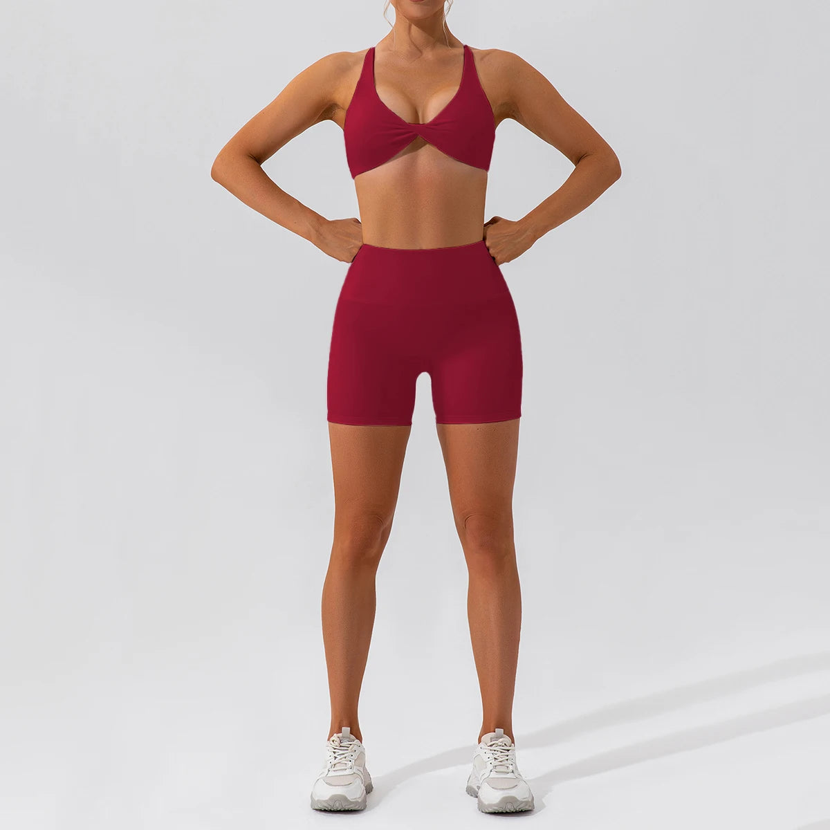 Summer 2‑Piece Women’s Quick‑Dry Yoga Set — Long Sleeve Top and Shorts