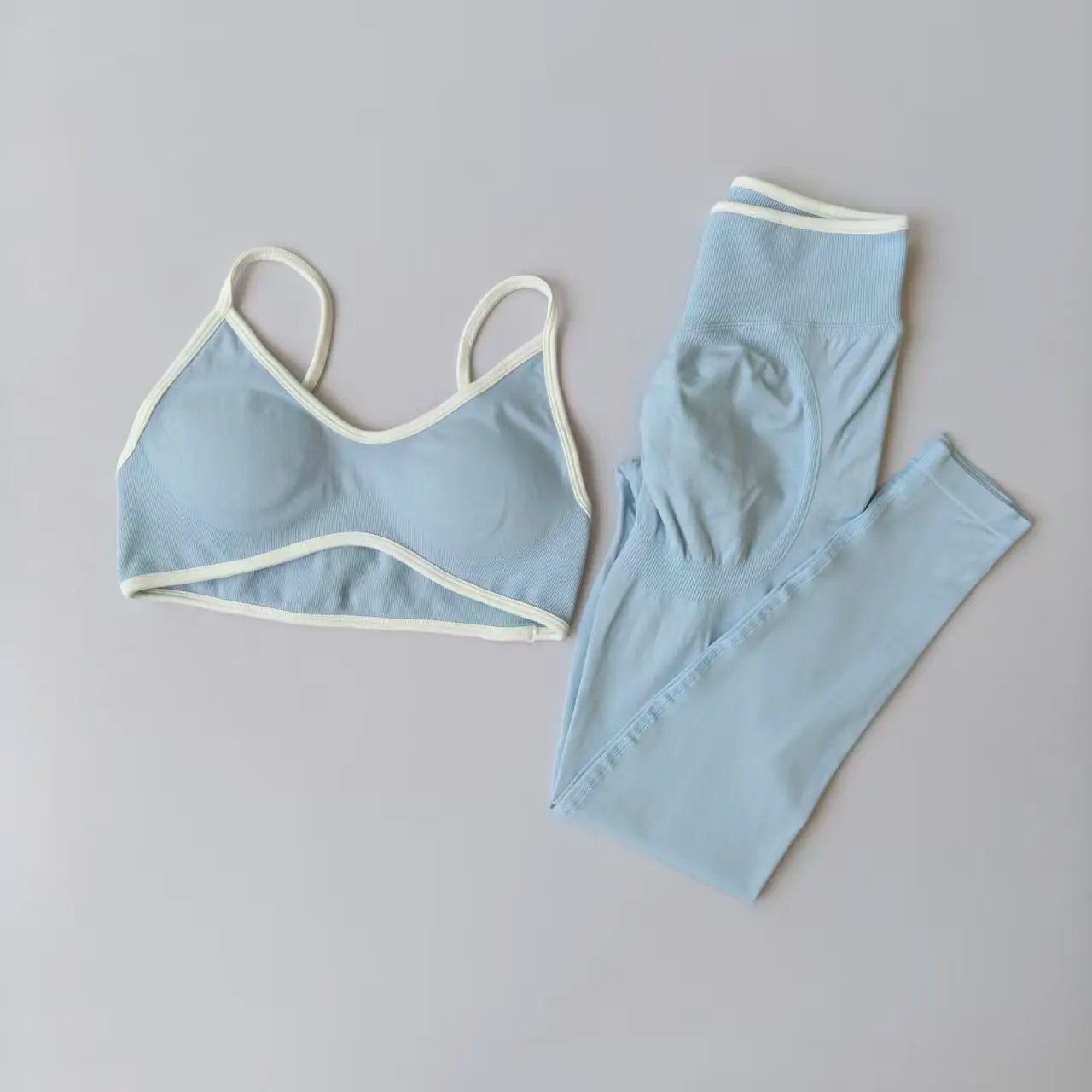 2‑Piece Women’s Seamless Sport Set — Push‑Up Bra and High‑Waist Hollow‑Back Leggings
