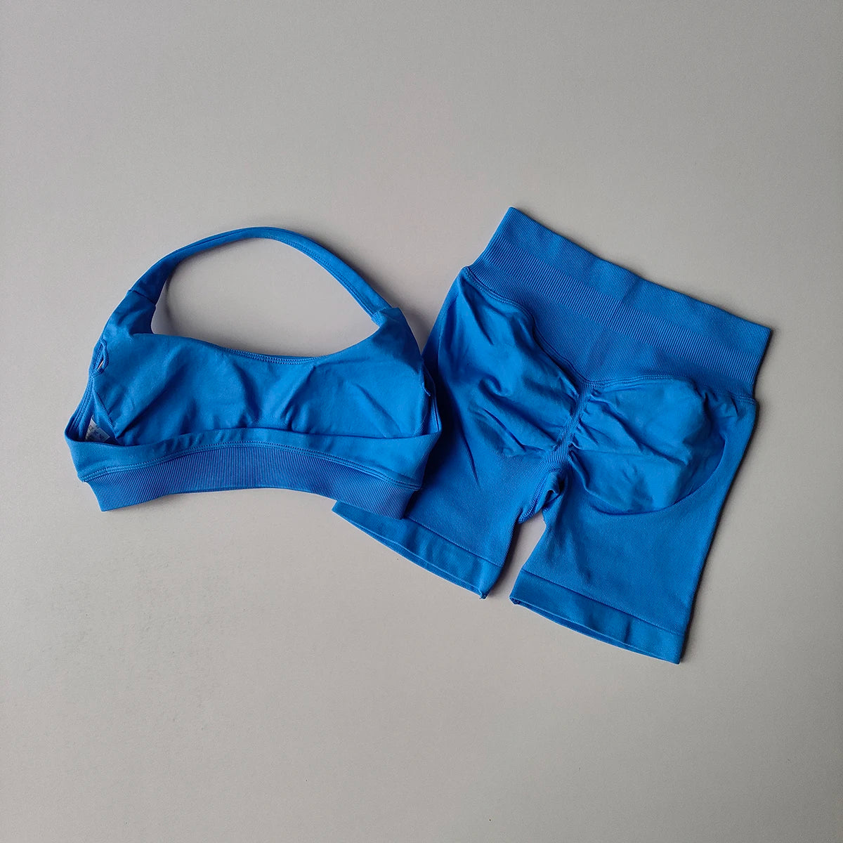 2‑Piece Seamless Halter Yoga Set — Sports Bra and Impact Shorts