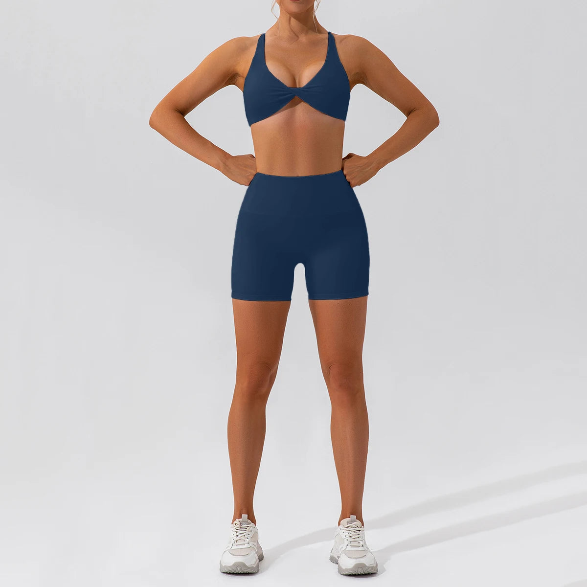 Summer 2‑Piece Women’s Quick‑Dry Yoga Set — Long Sleeve Top and Shorts