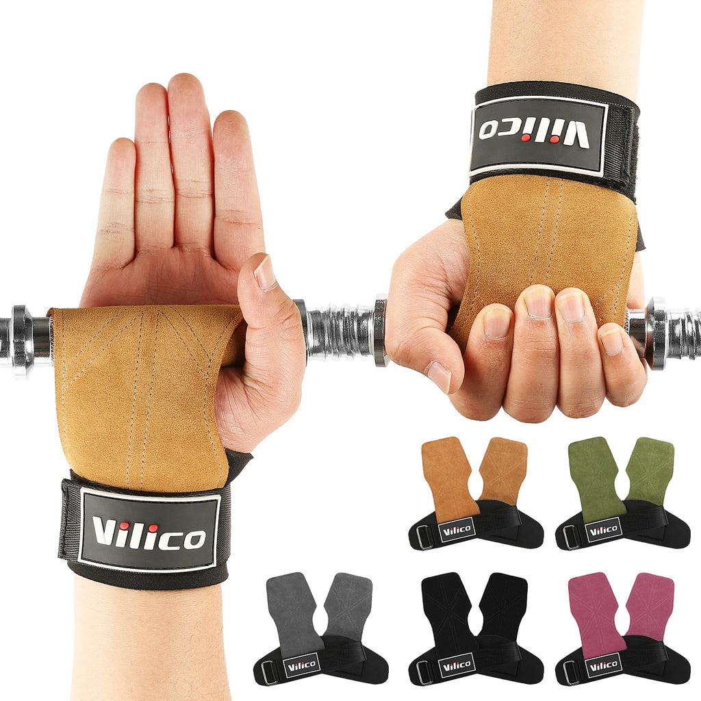 Cowhide Gym Grip Gloves 2‑Pack — Anti‑Skid Palm Protectors for Lifting