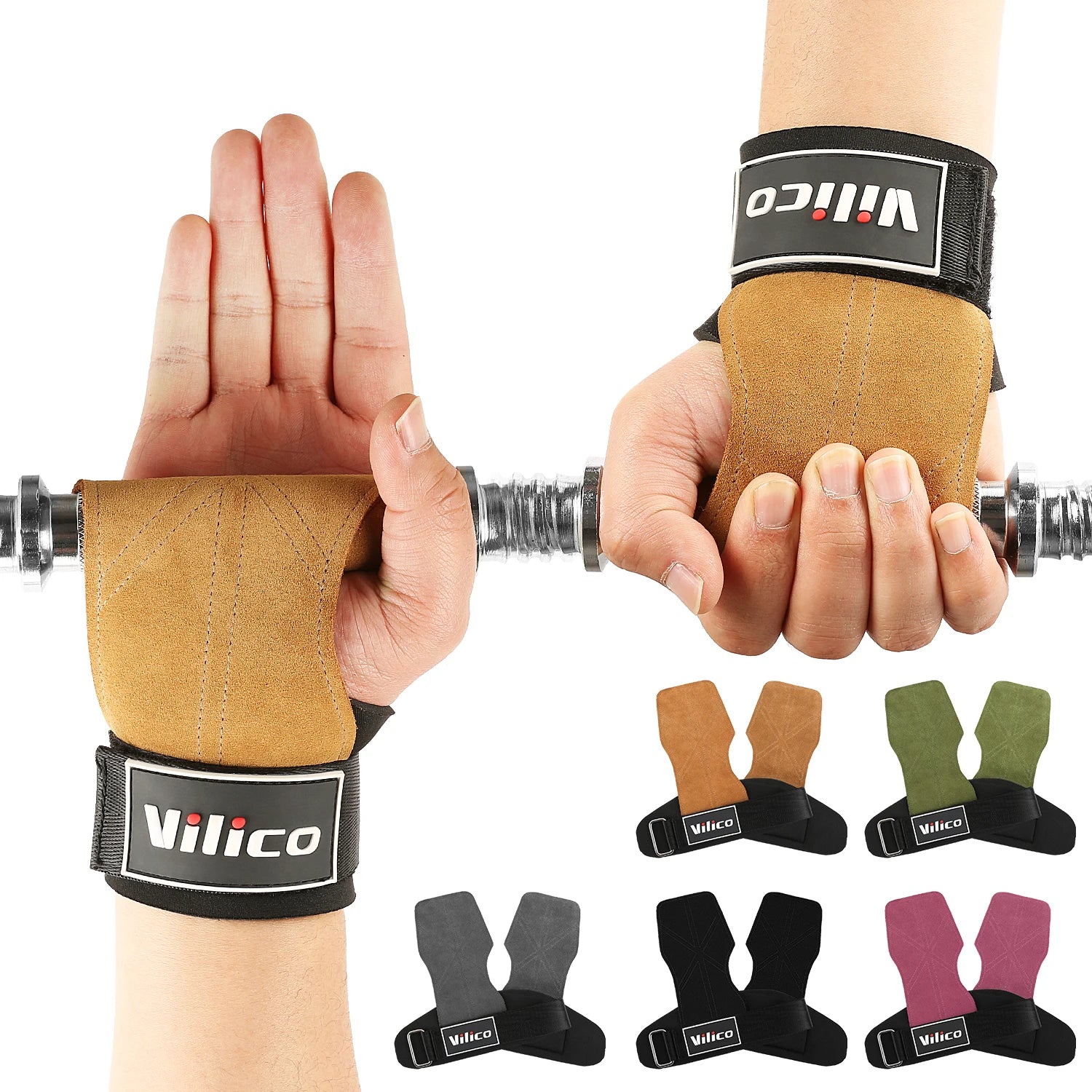Cowhide Gym Grip Gloves 2‑Pack — Anti‑Skid Palm Protectors for Lifting