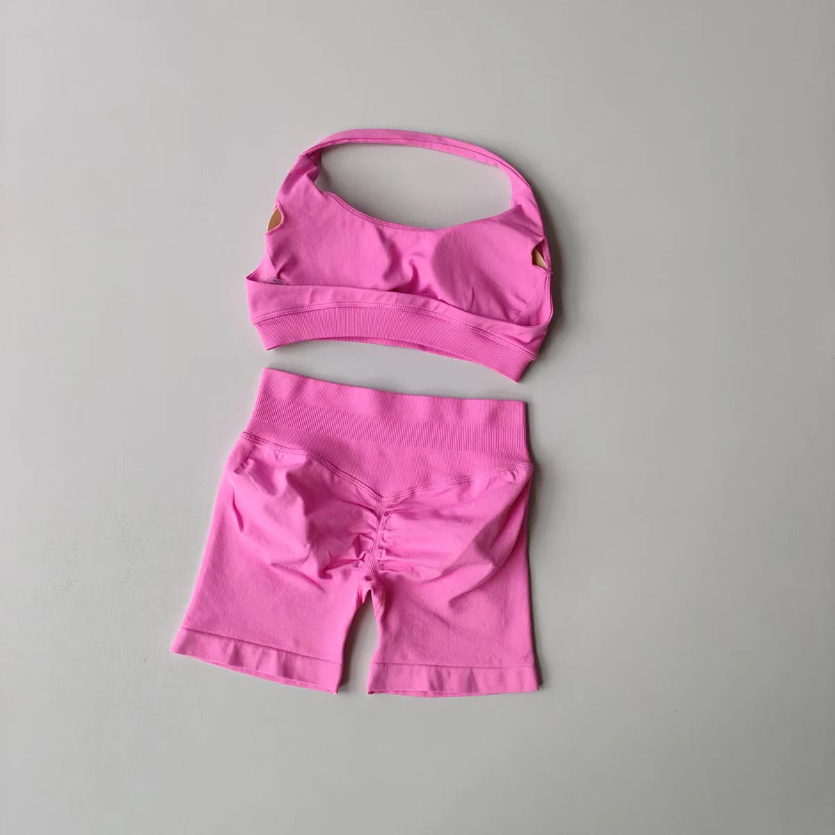 2‑Piece Seamless Halter Yoga Set — Sports Bra and Impact Shorts