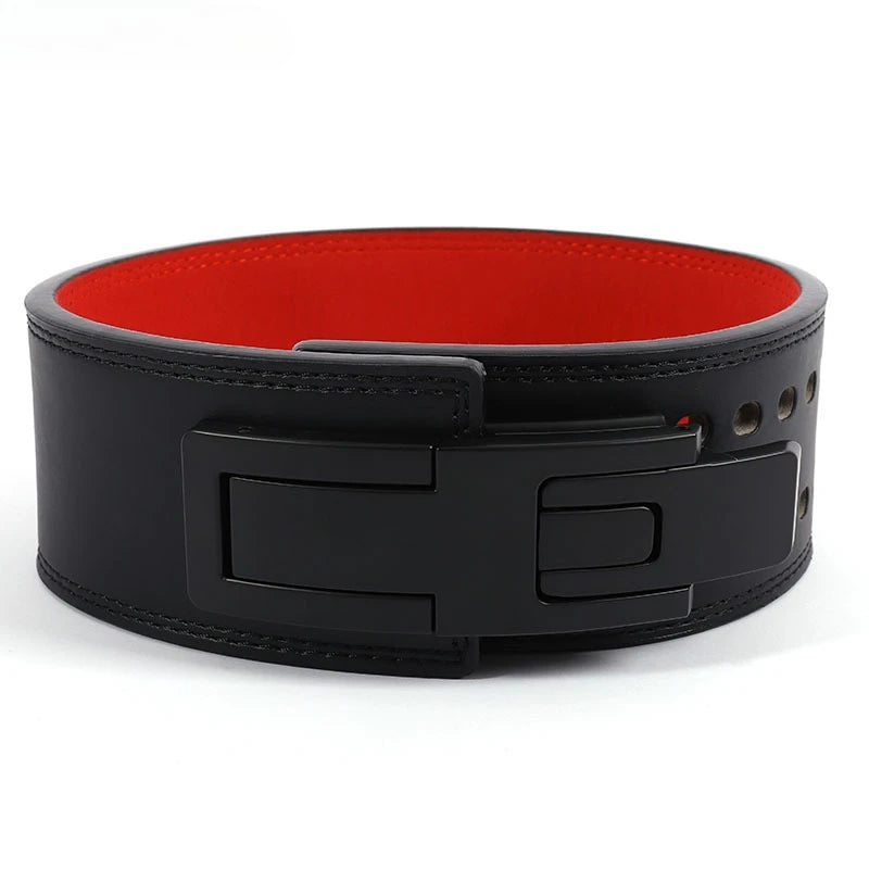 Cowhide Lever Powerlifting Belt — Leather Waist Support for Squat & Deadlift