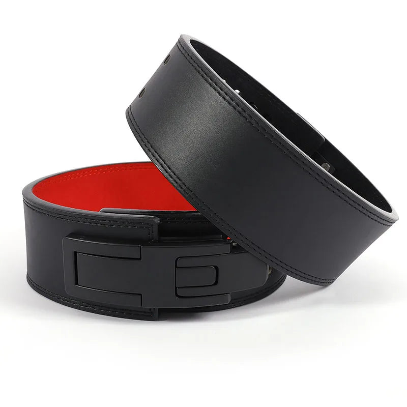 Cowhide Lever Powerlifting Belt — Leather Waist Support for Squat & Deadlift