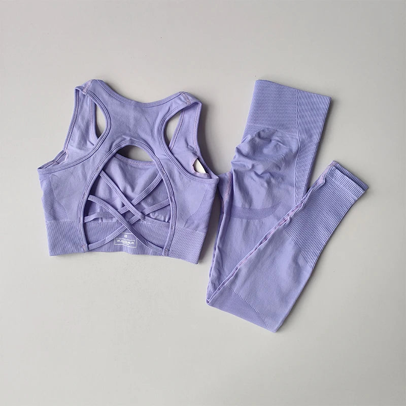 2‑Piece Women’s Seamless Sports Set — Shockproof Bra and High‑Waist Leggings