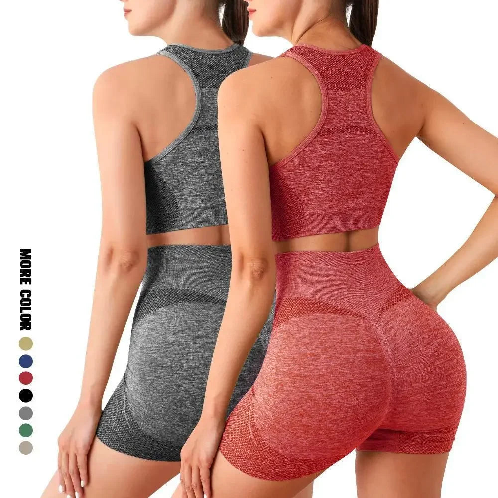 Women’s Seamless Yoga Set — Shorts, Sports Bra, Leggings Full Gym Outfit