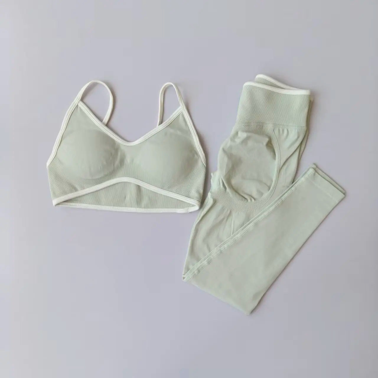 2‑Piece Women’s Seamless Sport Set — Push‑Up Bra and High‑Waist Hollow‑Back Leggings