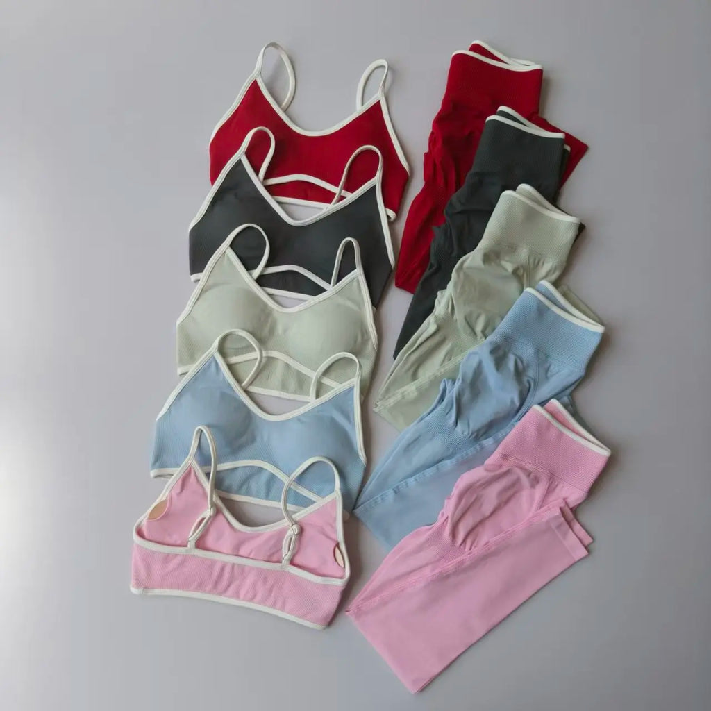 2‑Piece Women’s Seamless Sport Set — Push‑Up Bra and High‑Waist Hollow‑Back Leggings