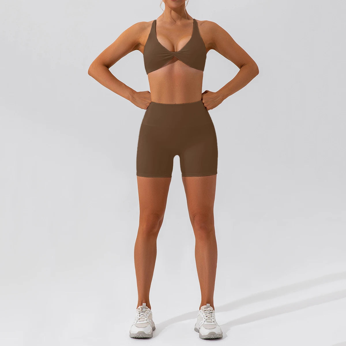 Summer 2‑Piece Women’s Quick‑Dry Yoga Set — Long Sleeve Top and Shorts