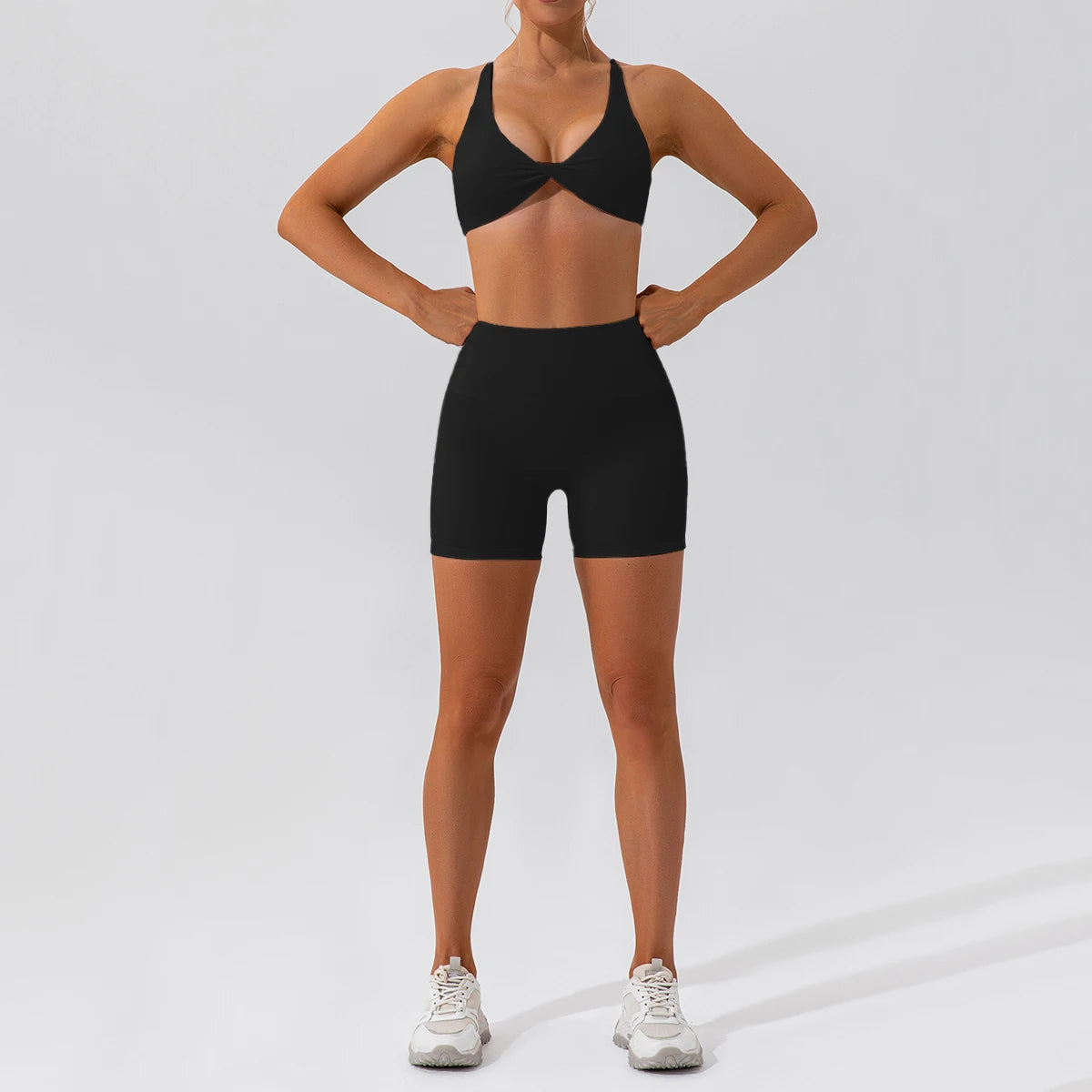 Summer 2‑Piece Women’s Quick‑Dry Yoga Set — Long Sleeve Top and Shorts