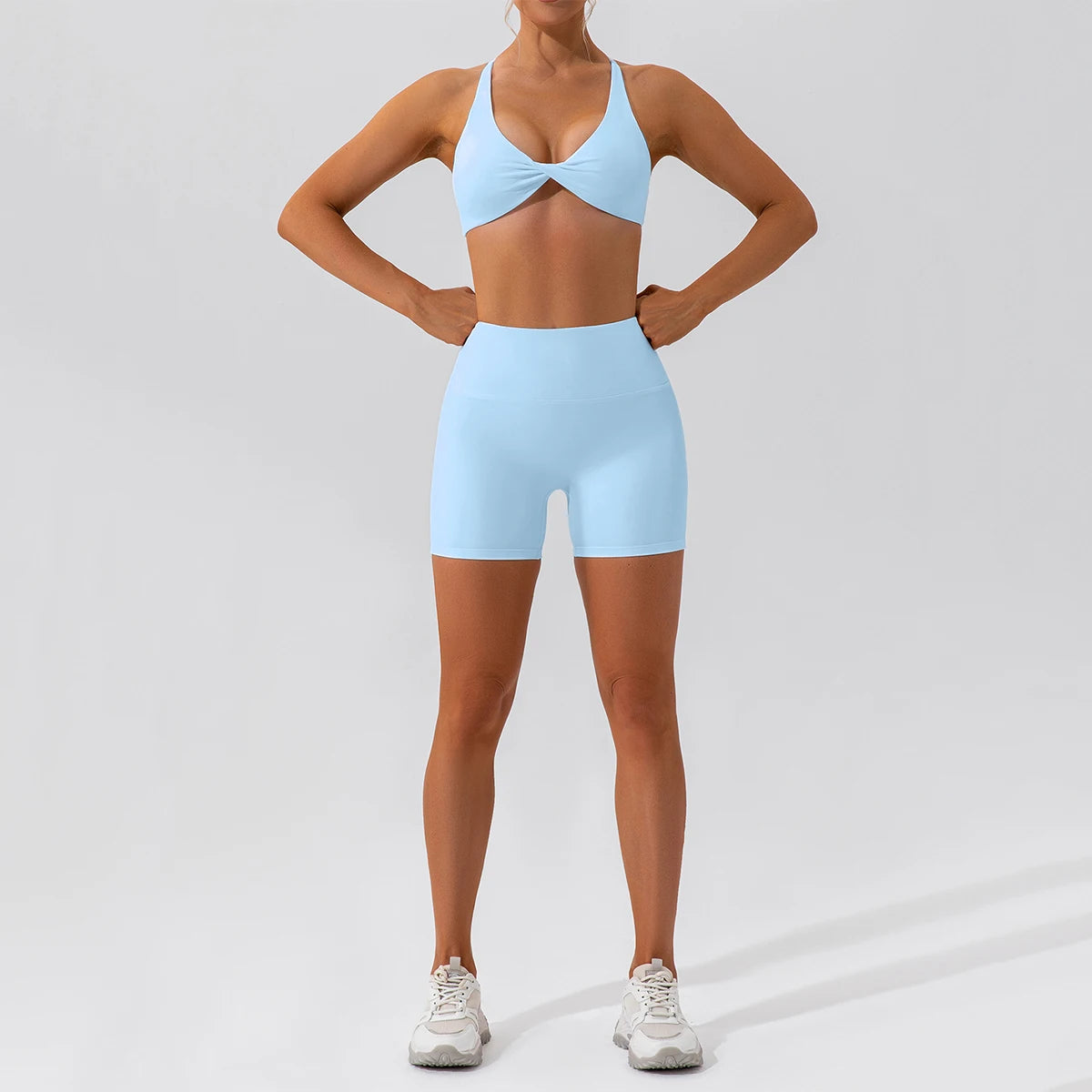 Summer 2‑Piece Women’s Quick‑Dry Yoga Set — Long Sleeve Top and Shorts