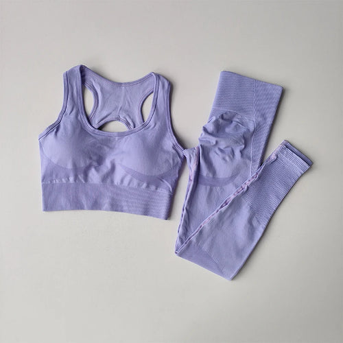 2‑Piece Women’s Seamless Sports Set — Shockproof Bra and High‑Waist Leggings