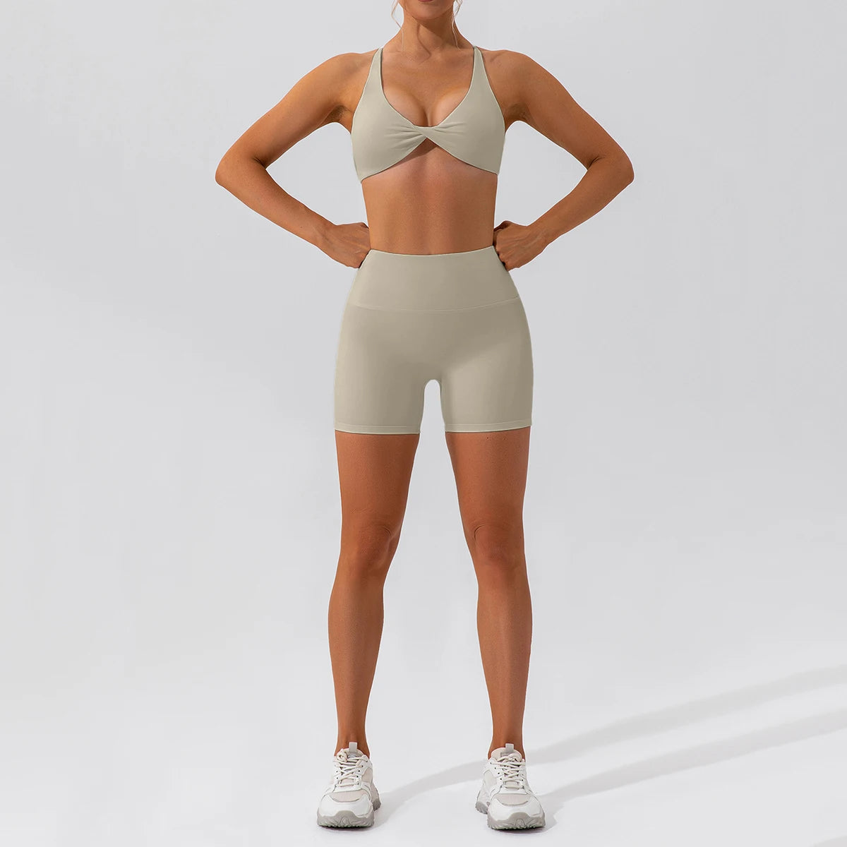Summer 2‑Piece Women’s Quick‑Dry Yoga Set — Long Sleeve Top and Shorts