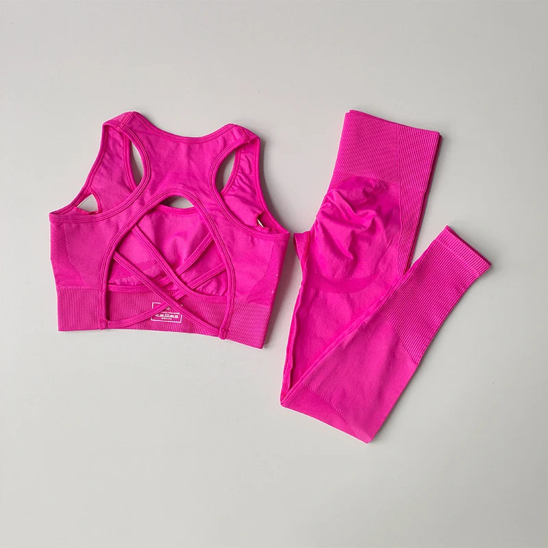 2‑Piece Women’s Seamless Sports Set — Shockproof Bra and High‑Waist Leggings