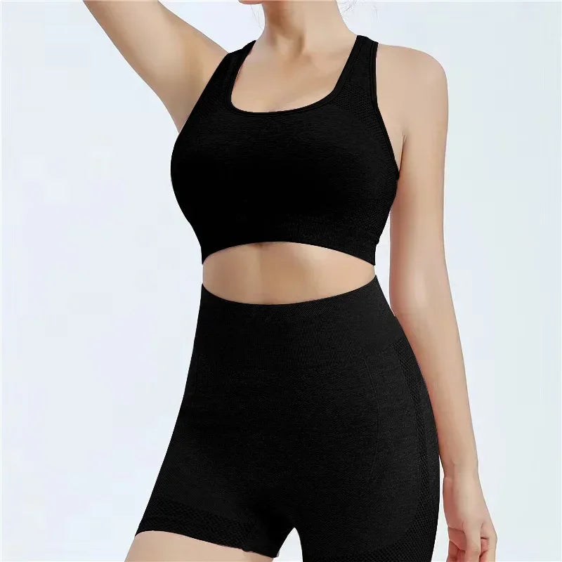 Women’s Seamless Yoga Set — Shorts, Sports Bra, Leggings Full Gym Outfit