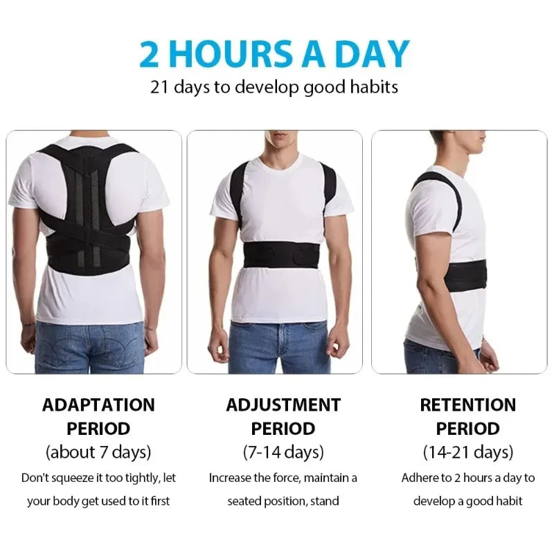 Reinforced Lumbar Posture Vest — Adjustable Back and Neck Trainer